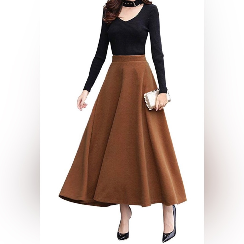 High-Waist Brown Maxi Skirt for Women